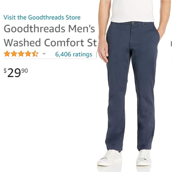 GOODTHREADS Straight-Fit Washed Comfort Stretch Chino Pant NEW WITH TAG!   35x34 - Picture 9 of 9